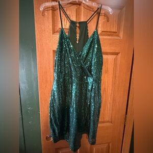 Lulu's Deep Green Sequin Dress